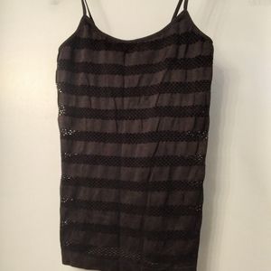 Hot Topic Black Striped Fishnet Tank Top